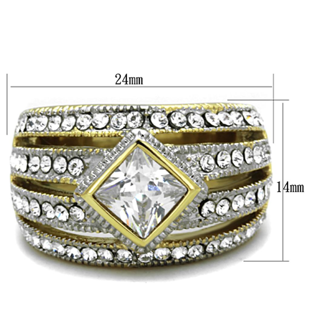 Women Stainless Steel Cubic Zirconia Rings TK1551