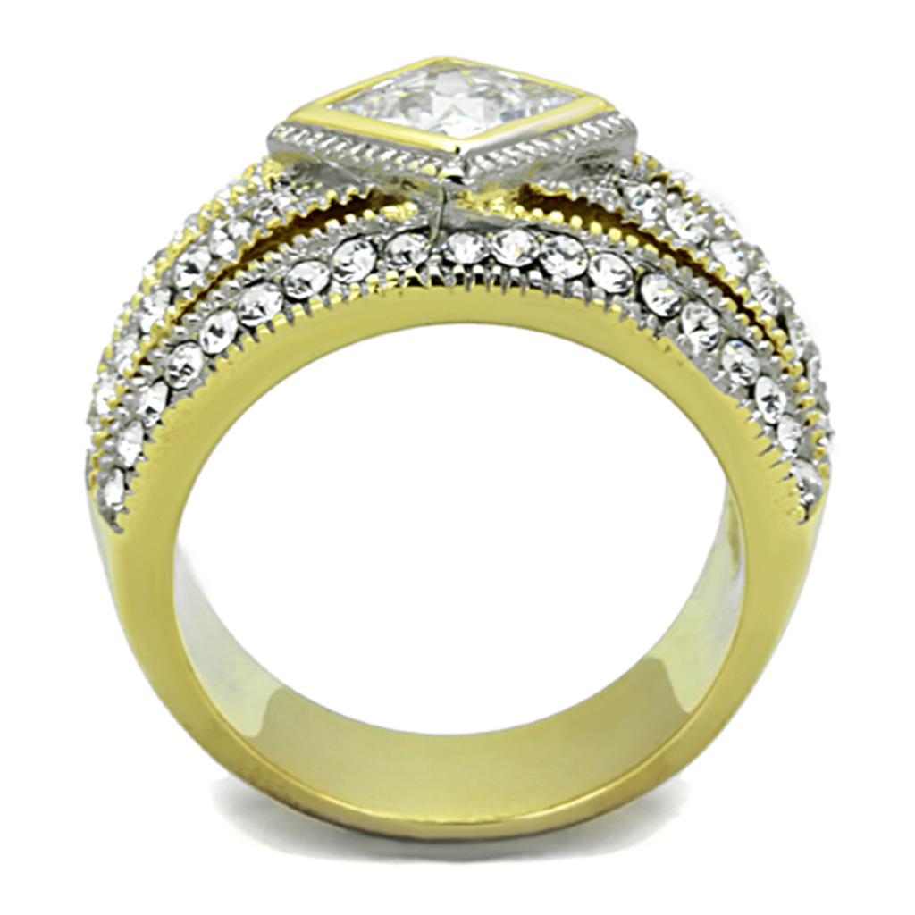 Women Stainless Steel Cubic Zirconia Rings TK1551