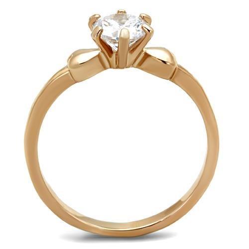 TK1596 - IP Rose Gold Steel Ring with AAA Grade