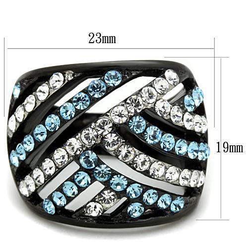 TK1663 - Two-Tone IP Black Ring with Top Grade Crystal