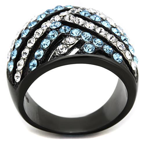 TK1663 - Two-Tone IP Black Ring with Top Grade Crystal