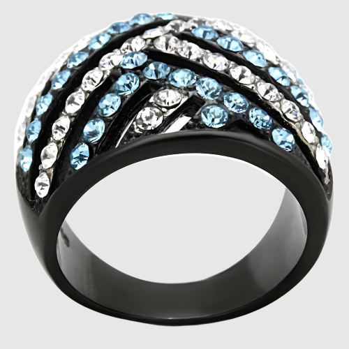 TK1663 - Two-Tone IP Black Ring with Top Grade Crystal