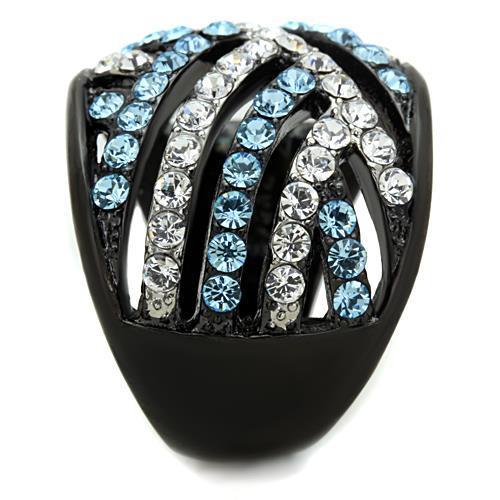 TK1663 - Two-Tone IP Black Ring with Top Grade Crystal