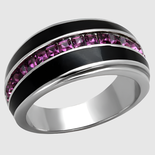 Women Stainless Steel Synthetic Crystal Rings