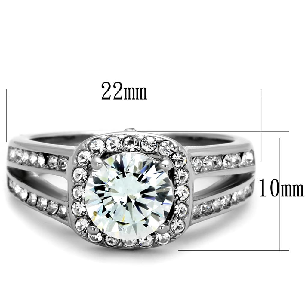 Women Stainless Steel Cubic Zirconia Rings TK2043