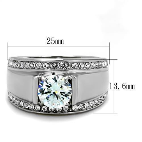 TK2054 - High polished Stainless Steel Ring with AAA