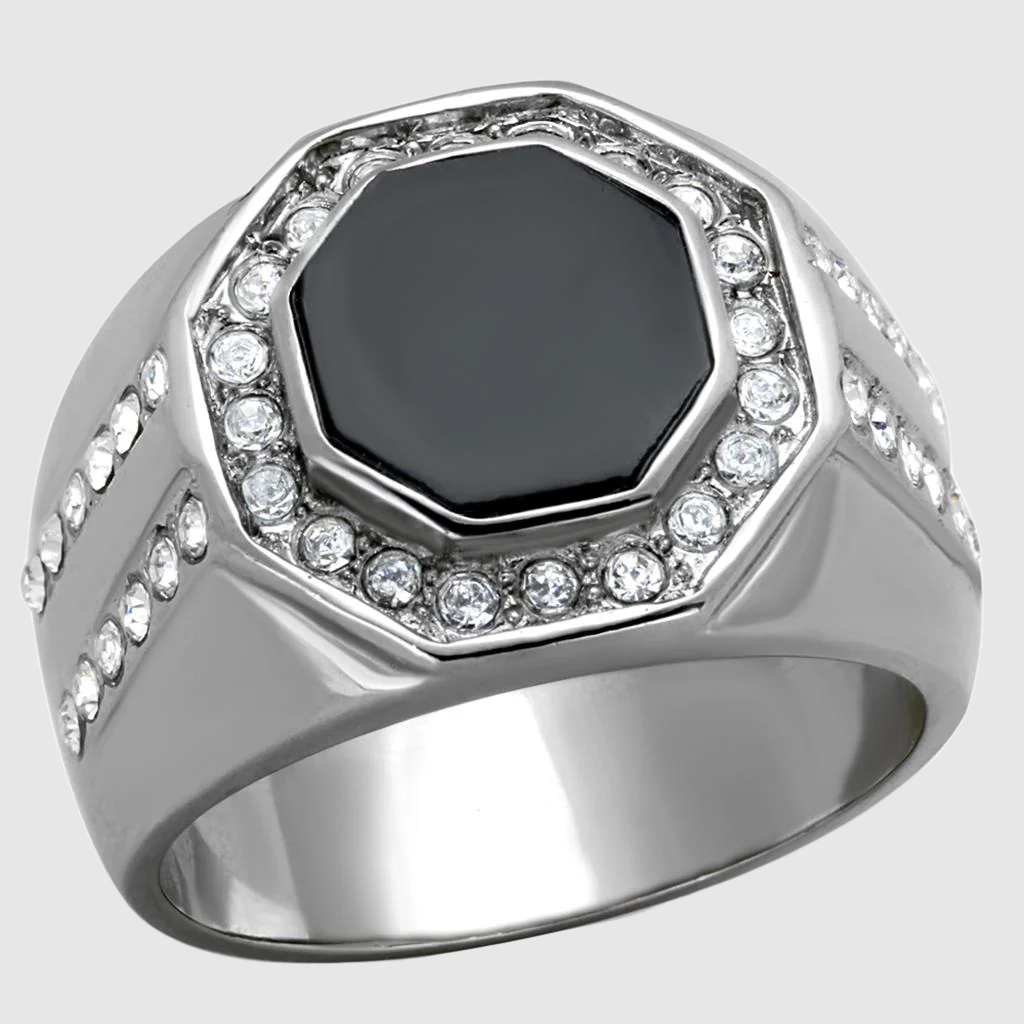 Men Stainless Steel Synthetic Crystal Rings 2066