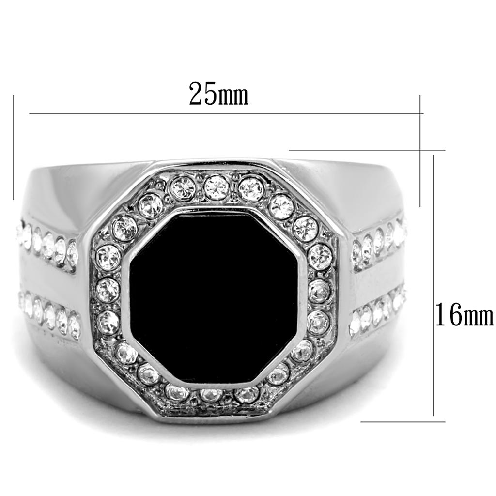 Men Stainless Steel Synthetic Crystal Rings 2066