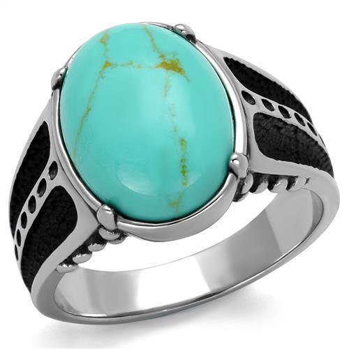 Men Stainless Steel Synthetic Turquoise Rings