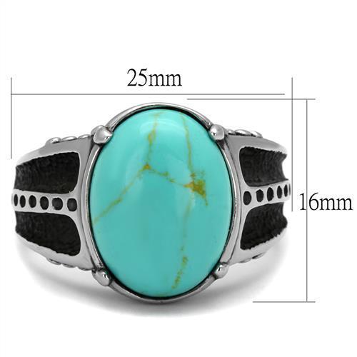 Men Stainless Steel Synthetic Turquoise Rings