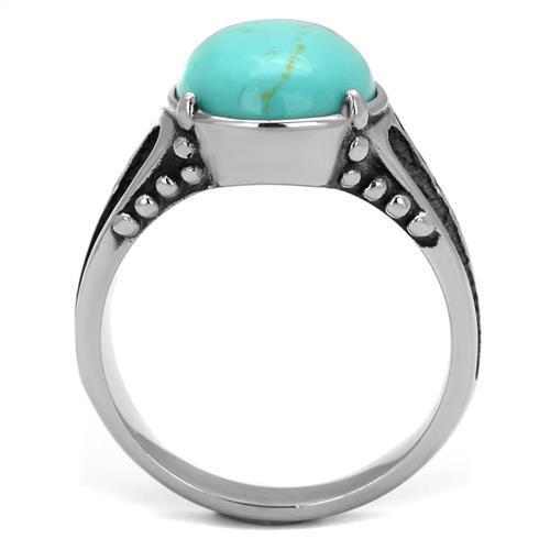 Men Stainless Steel Synthetic Turquoise Rings