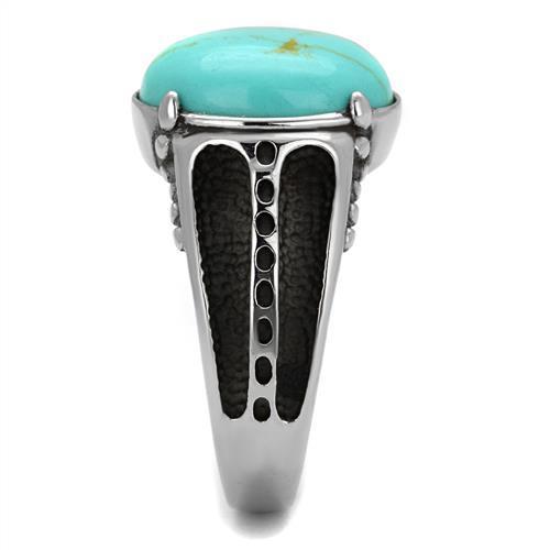 Men Stainless Steel Synthetic Turquoise Rings