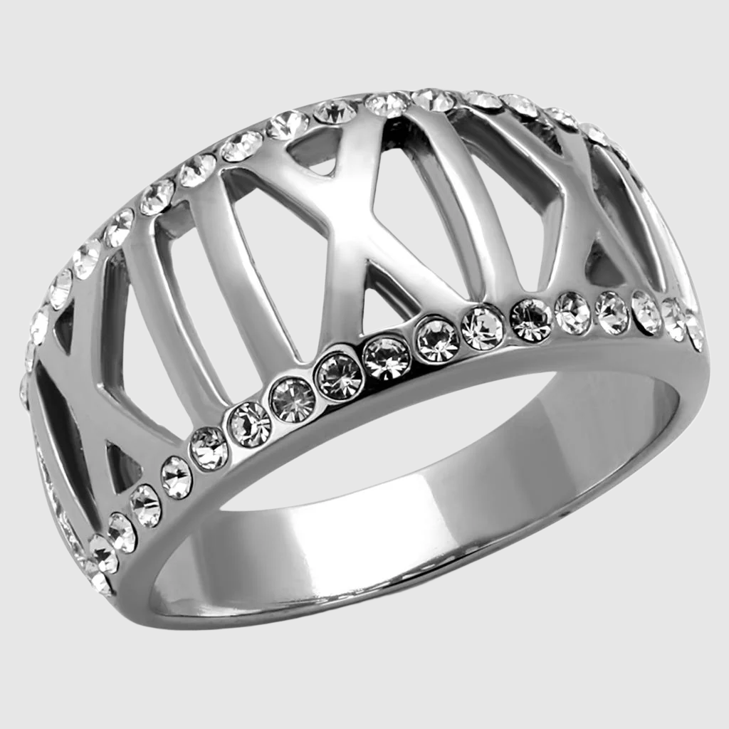 Women Stainless Steel Synthetic Crystal Rings