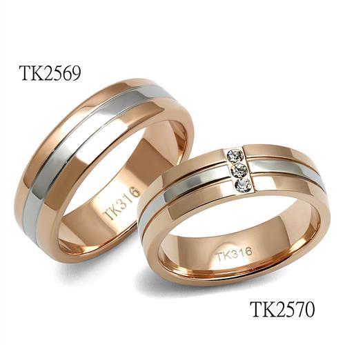 TK2569 - Two-Tone IP Rose Gold Ring with No Stone