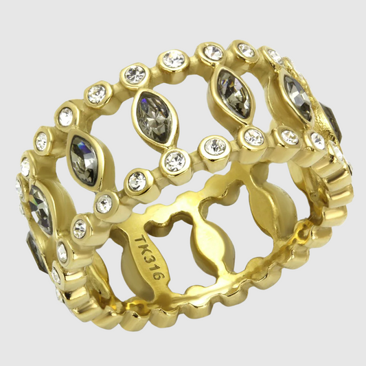 Women Stainless Steel Synthetic Crystal Rings