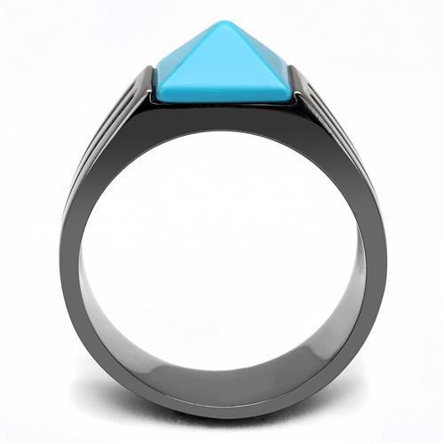 Men Stainless Steel Synthetic Turquoise Rings