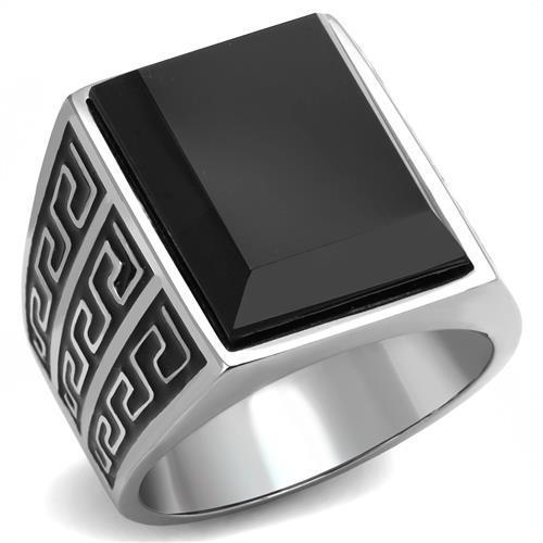 Men Stainless Steel Synthetic Onyx Rings TK3076