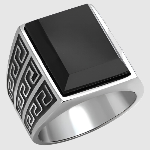 Men Stainless Steel Synthetic Onyx Rings TK3076