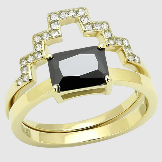 Women Stainless Steel Cubic Zirconia Rings TK3127