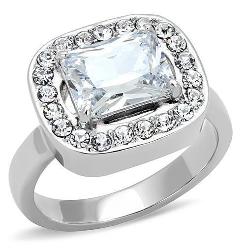 Women Stainless Steel Cubic Zirconia Rings TK3209