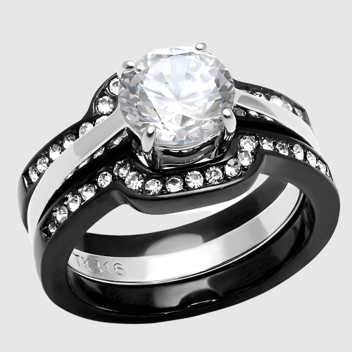 Women Stainless Steel Cubic Zirconia Rings TK3214