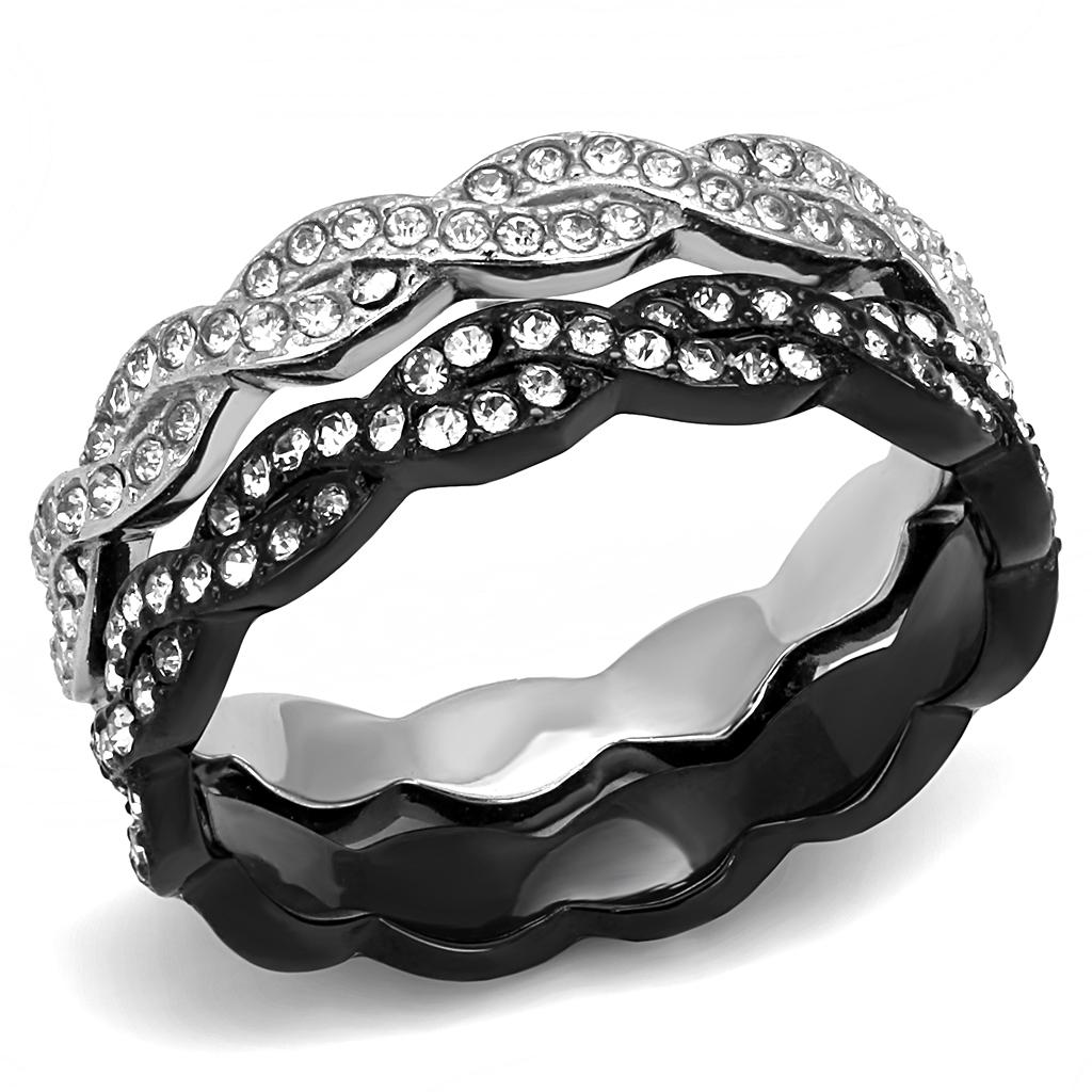 Women Stainless Steel Synthetic Crystal Rings