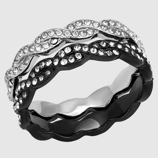 Women Stainless Steel Synthetic Crystal Rings