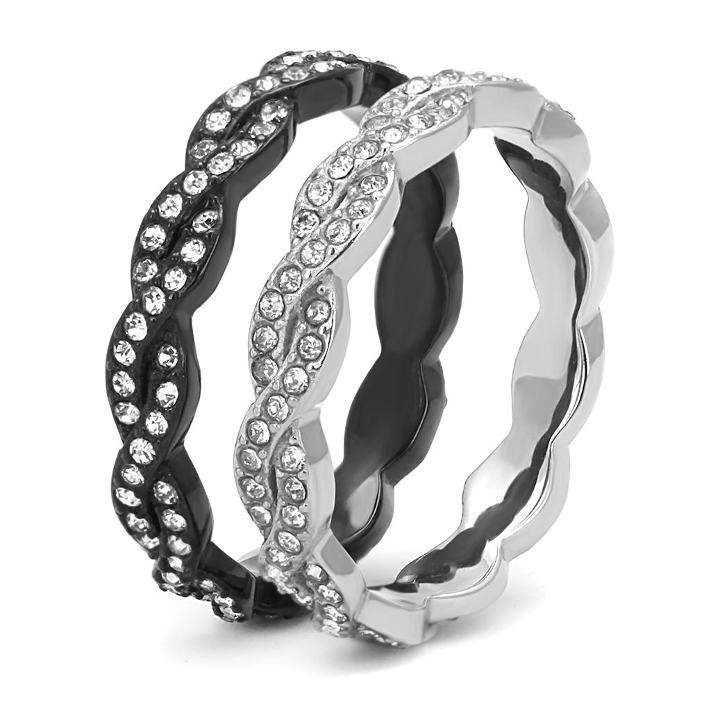 Women Stainless Steel Synthetic Crystal Rings