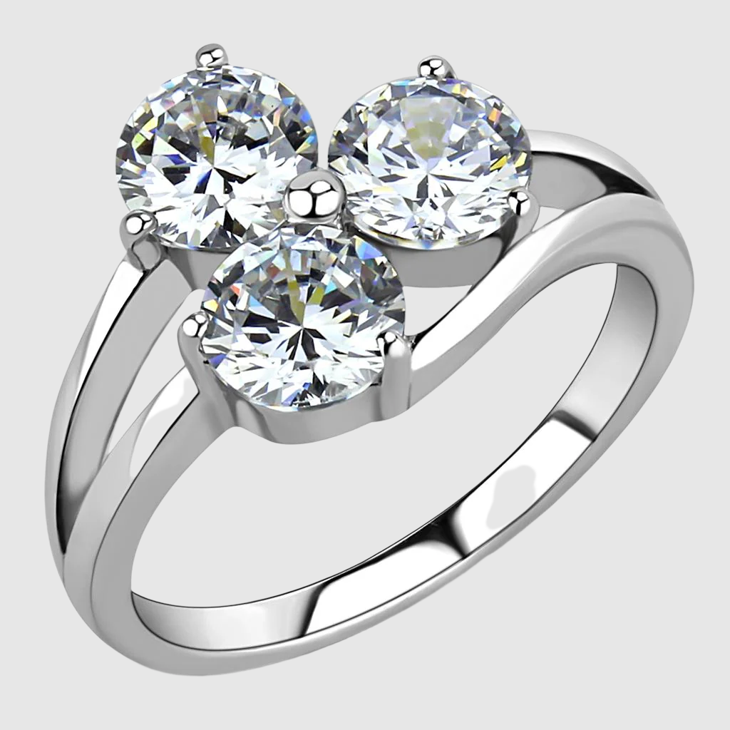 Women Stainless Steel Cubic Zirconia Rings TK3430