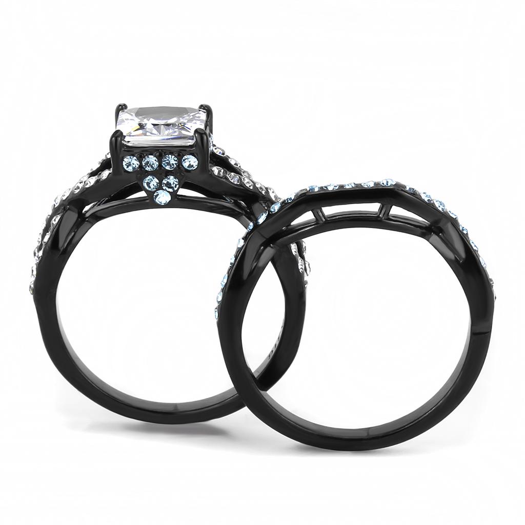 TK3457 - IP Black(Ion Plating) Ring with AAA Grade CZ