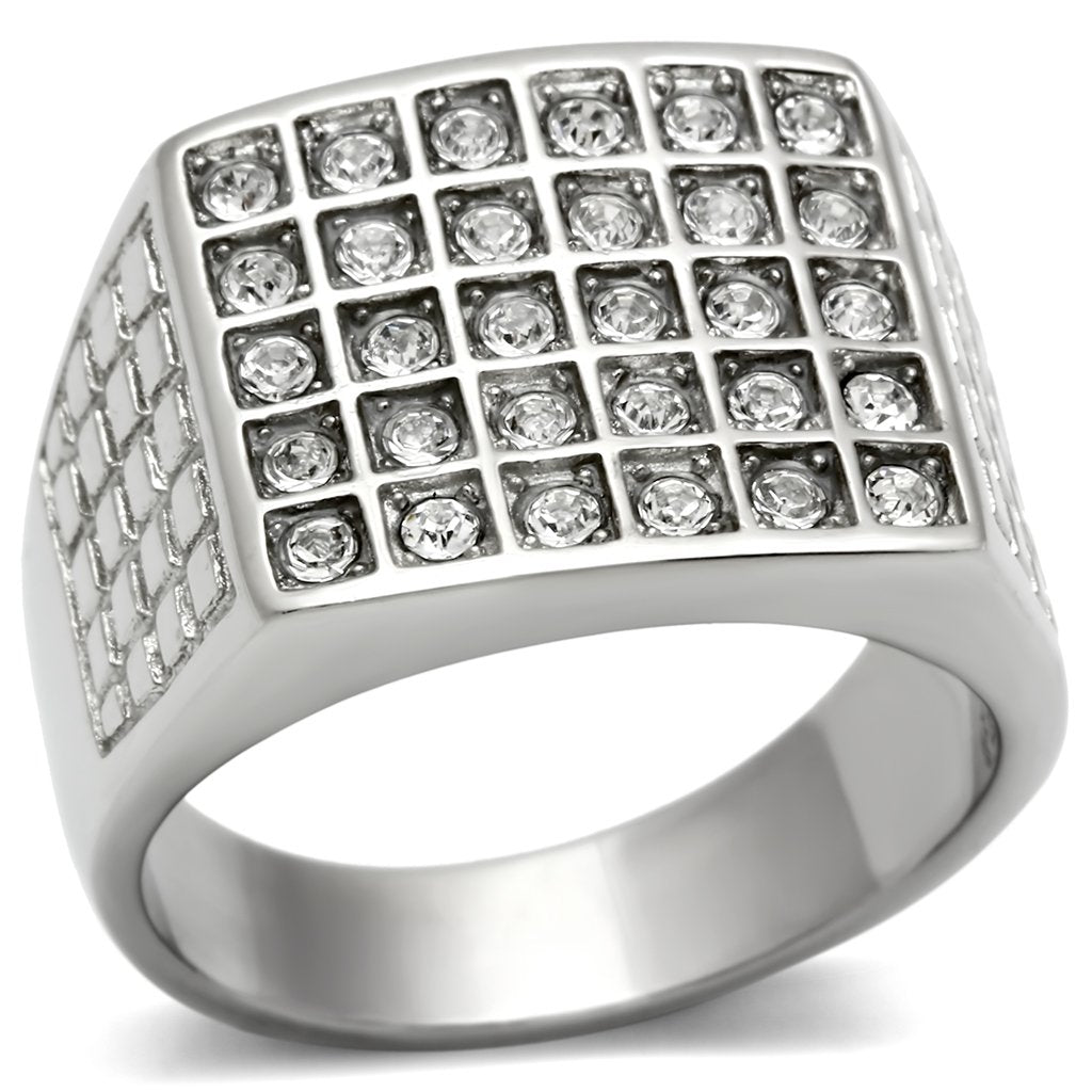 Men Stainless Steel Synthetic Crystal Rings 358