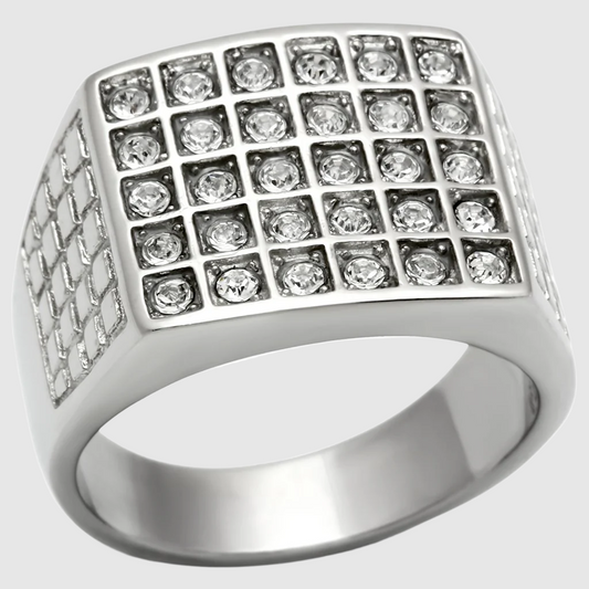 Men Stainless Steel Synthetic Crystal Rings 358