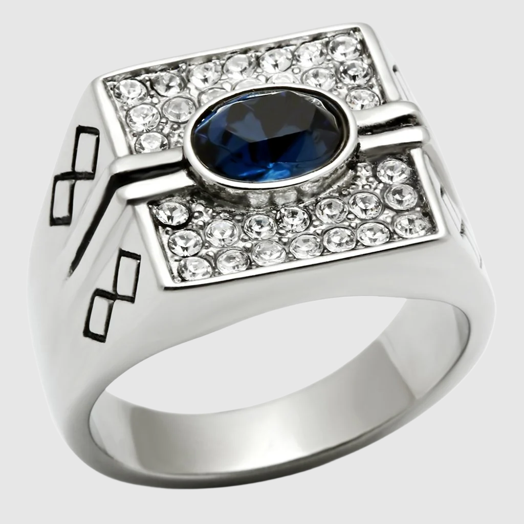 Men Stainless Steel Synthetic Crystal Rings 369