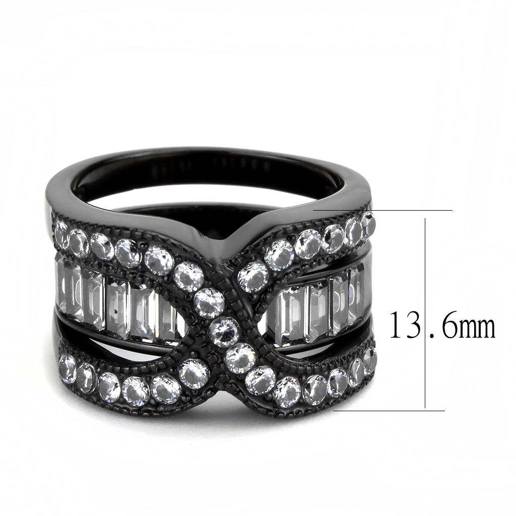 TK3694 - IP Black(Ion Plating) Ring with AAA Grade CZ