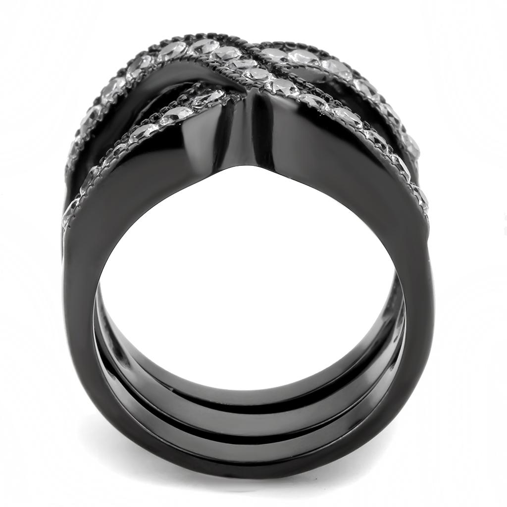 TK3694 - IP Black(Ion Plating) Ring with AAA Grade CZ