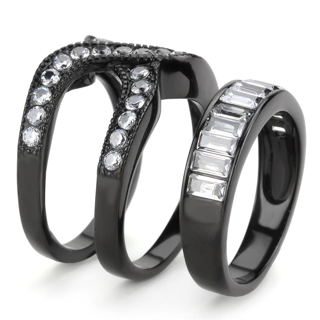 TK3694 - IP Black(Ion Plating) Ring with AAA Grade CZ