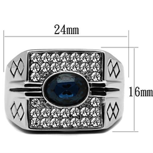 Men Stainless Steel Synthetic Crystal Rings 369