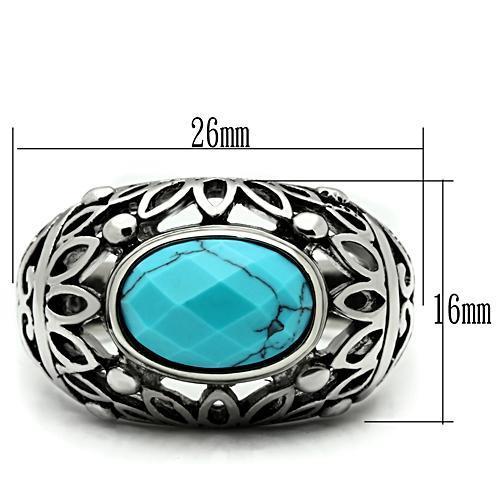 Men Stainless Steel Synthetic Turquoise Rings