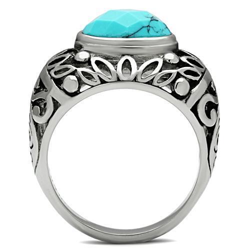 Men Stainless Steel Synthetic Turquoise Rings