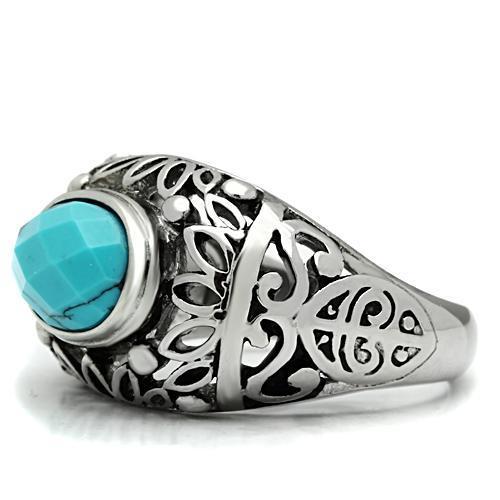 Men Stainless Steel Synthetic Turquoise Rings