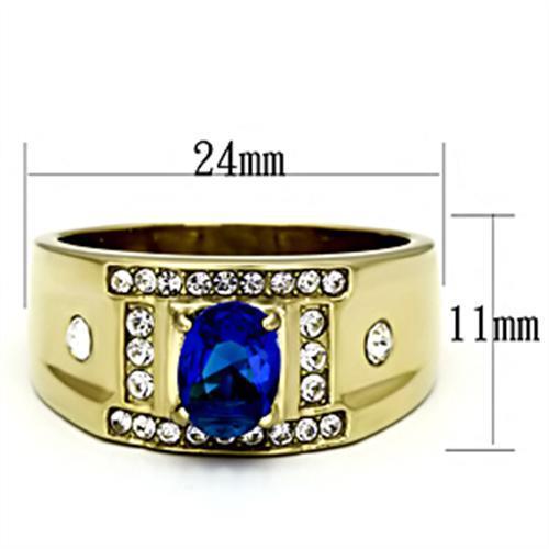 Men Stainless Steel Synthetic Glass Rings TK715