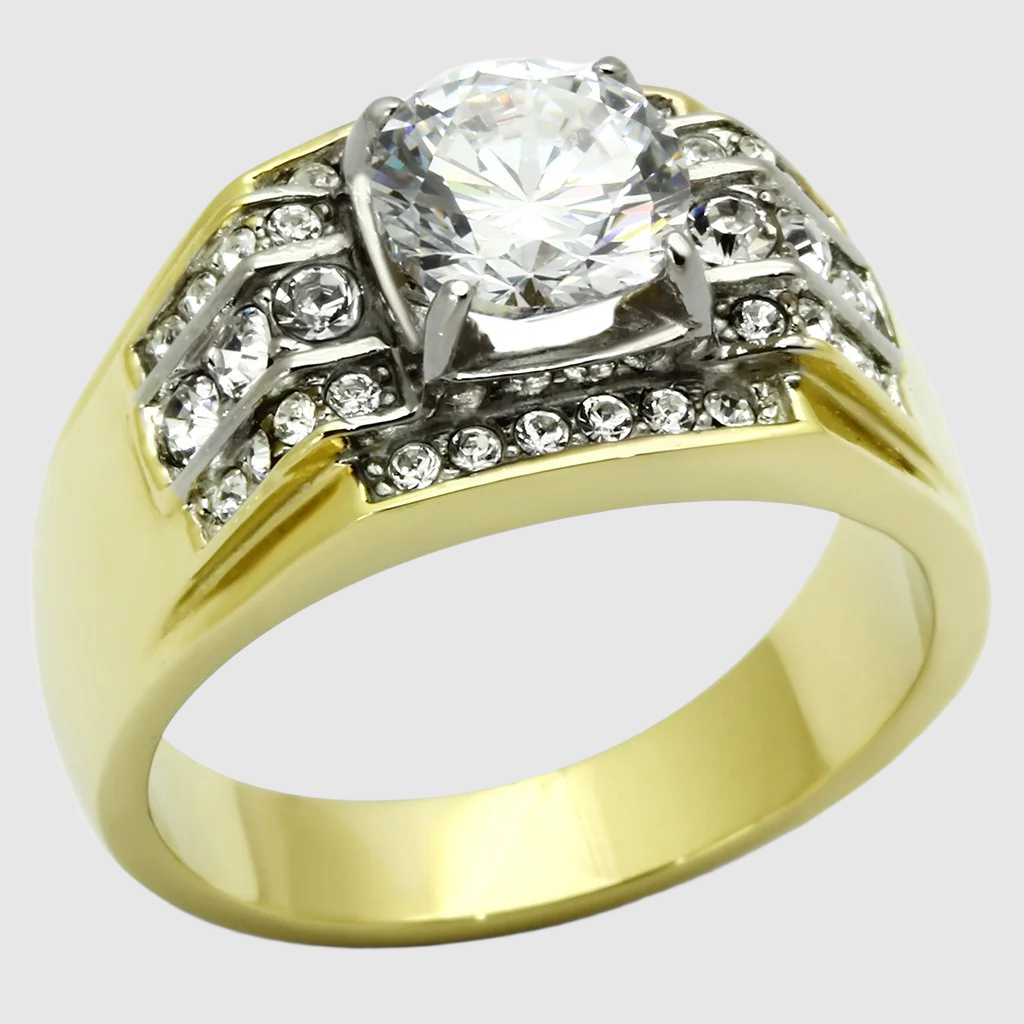 Men Stainless Steel Cubic Zirconia Rings