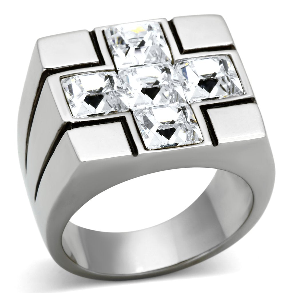 Men Stainless Steel Synthetic Crystal Rings 919