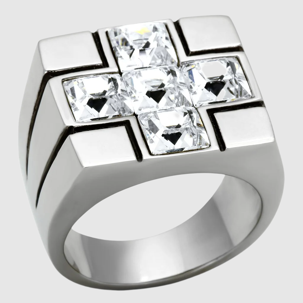 Men Stainless Steel Synthetic Crystal Rings 919