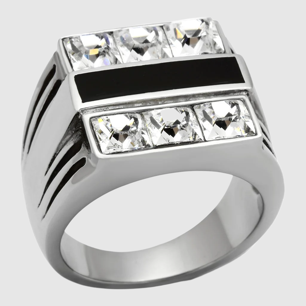 Men Stainless Steel Synthetic Crystal Rings 920