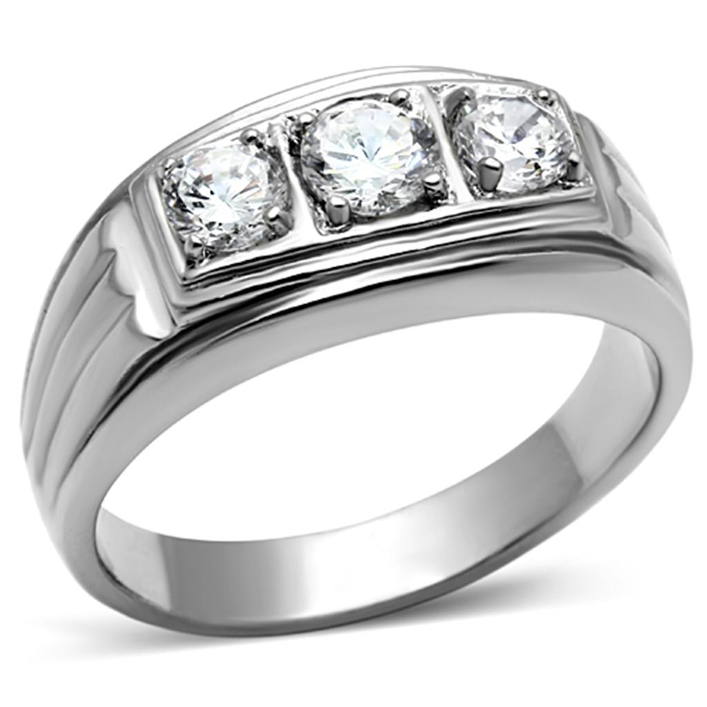 Men Stainless Steel Cubic Zirconia Rings