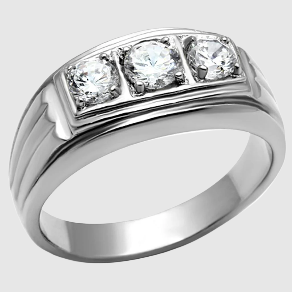 Men Stainless Steel Cubic Zirconia Rings