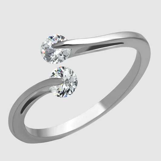 Women Stainless Steel Cubic Zirconia Rings TK995