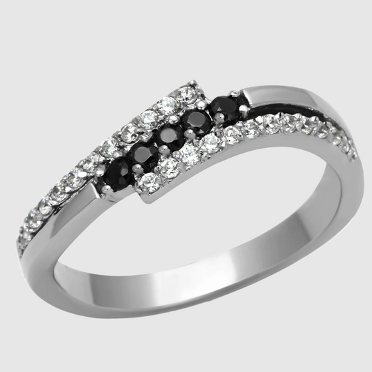 Women Stainless Steel Cubic Zirconia Rings TK996