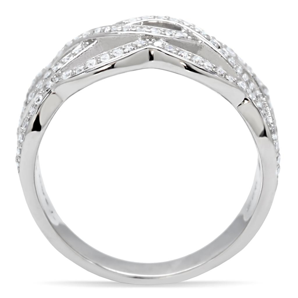 TS010 - Rhodium 925 Ring with AAA Grade CZ in Clear